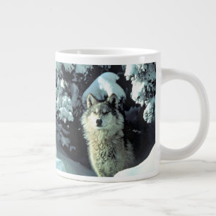 Wolf In Winter Forest Strength Large Coffee Mug