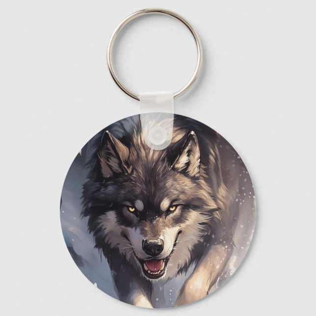 Wolf in winter keychain (Front)
