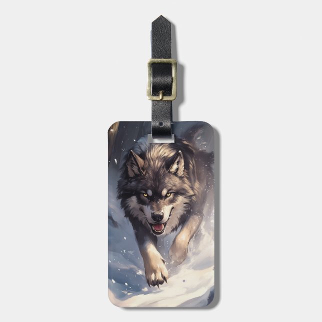 Wolf in winter luggage tag (Front Vertical)