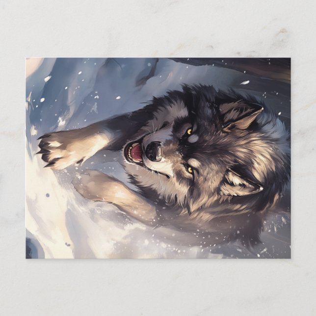 Wolf in winter postcard (Front)