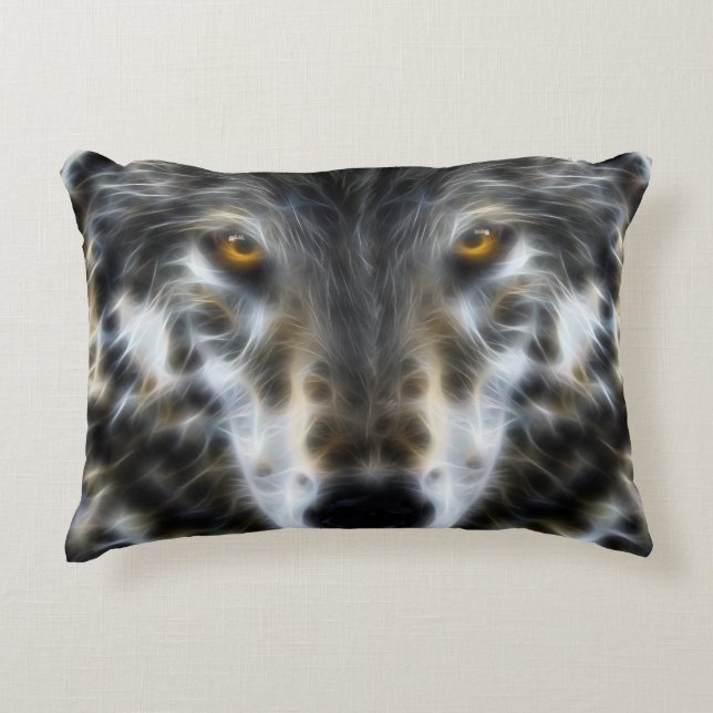 Wolf Inspirational design Portrait Decorative Pillow (Front)
