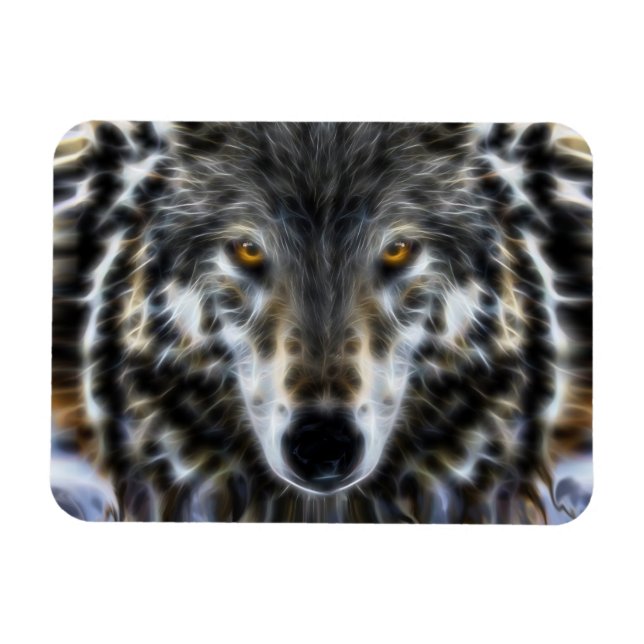 Wolf Inspirational intense Portrait Magnet (Horizontal)