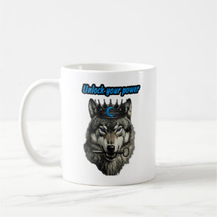 wolf king unlock your power coffee mug