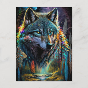 Wolf Landscape Surreal Fantasy Postcard