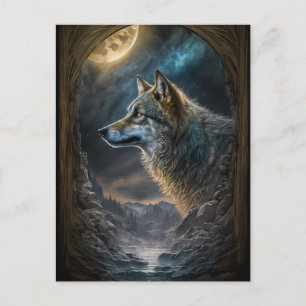 Wolf Landscape Surreal Fantasy Postcard