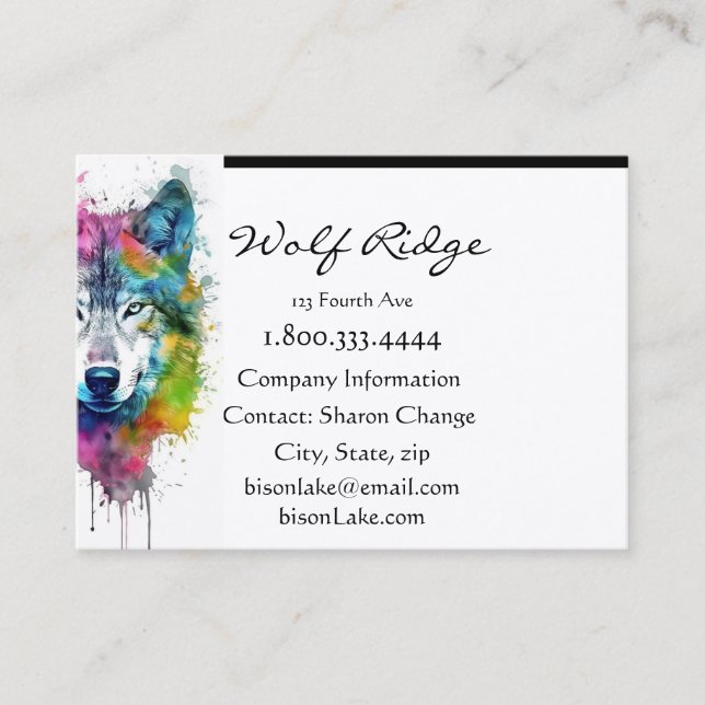 Wolf Logo Wolves Nature Custom Business Card (Front)