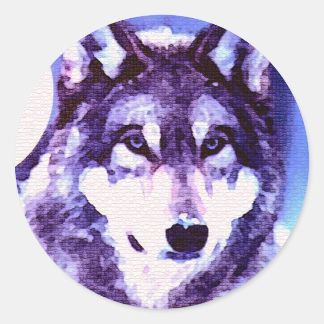 Wolf Look - Lonely Wolf Classic Round Sticker (Front)