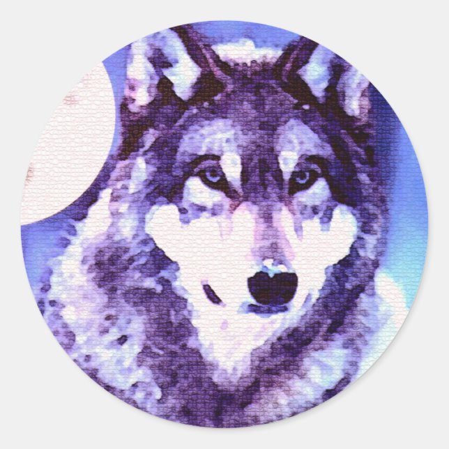 Wolf Look - Lonely Wolf Classic Round Sticker (Front)