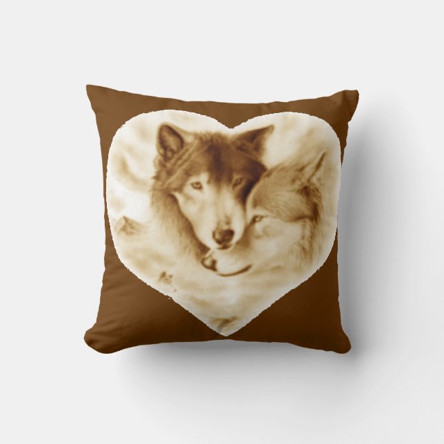 Wolf Love Throw Pillow (Front)