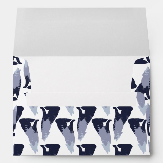 Wolf Lover Howl Mountain Forest Tree Wild Animals Envelope (Back (Bottom))