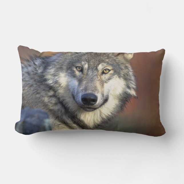 Wolf Lovers Art Lumbar Pillow (Front)