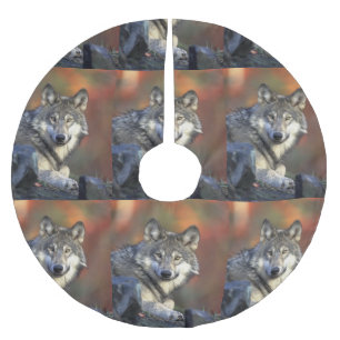 Wolf Lovers Christmas Brushed Polyester Tree Skirt