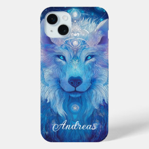 Wolf Magie Blau iPhone 15 Mini Case