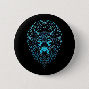 Wolf Mask Odin Runes Norse Compass Viking  2 Inch Round Button