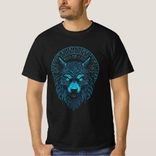Wolf Mask Odin Runes Norse Compass Viking T-Shirt