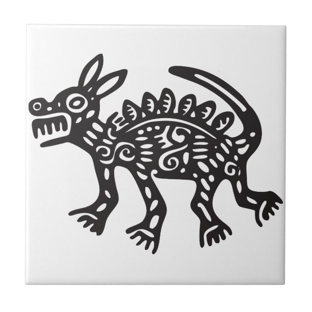 Wolf, Mexican hieroglyph(Maya) Tile (Front)