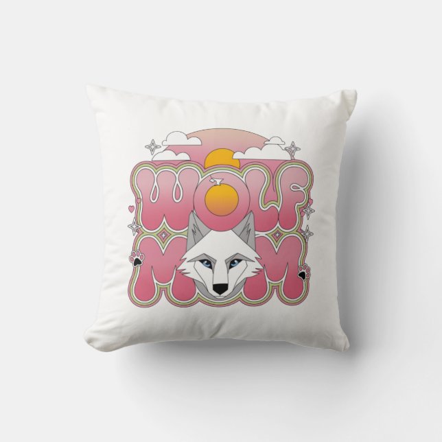 Wolf Mom – Fierce and Loving Square Pillow (Front)