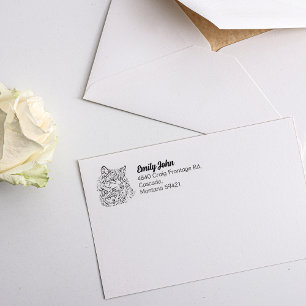 Wolf Mom Return Address Rubber Stamp