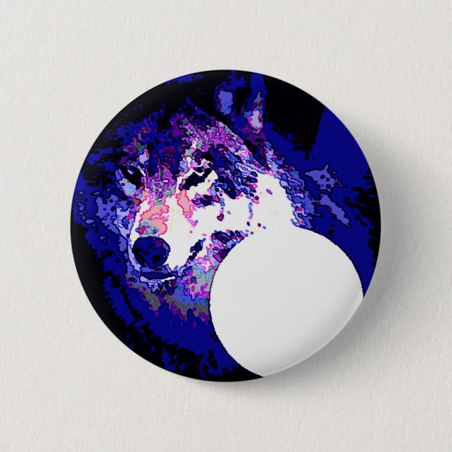 Wolf & Moon 2 Inch Round Button (Front)