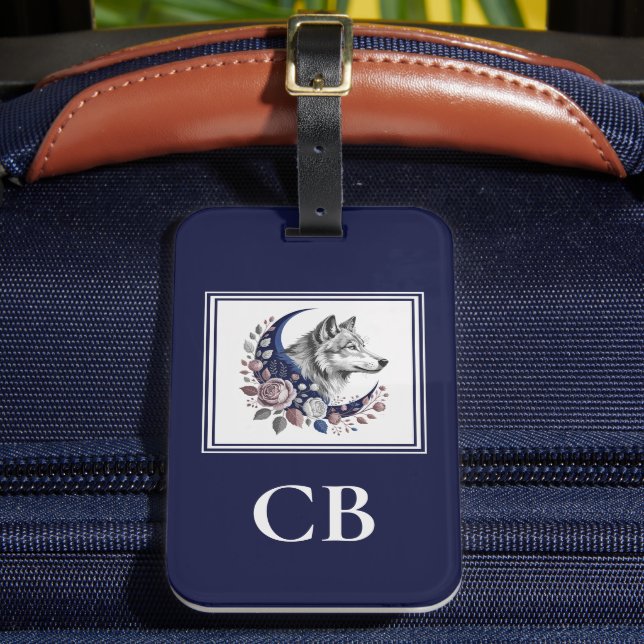 Wolf & Moon Custom Monogram Luggage Tag (Front Insitu 2)