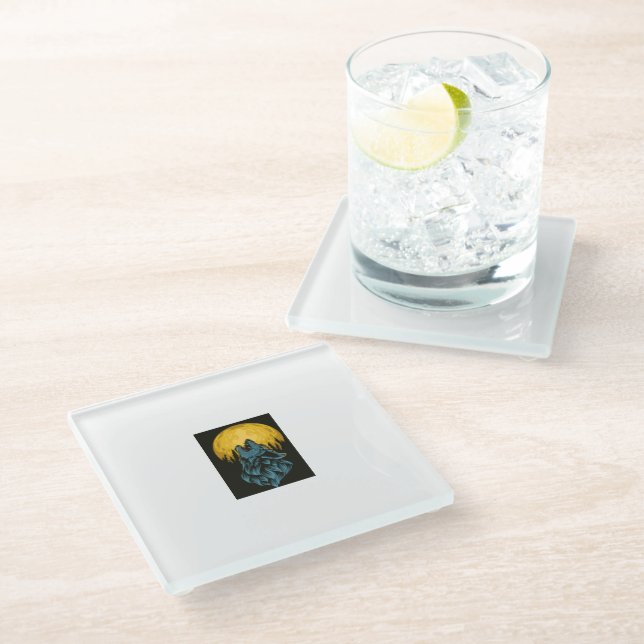 Wolf Moon Glass Coaster (Angled)