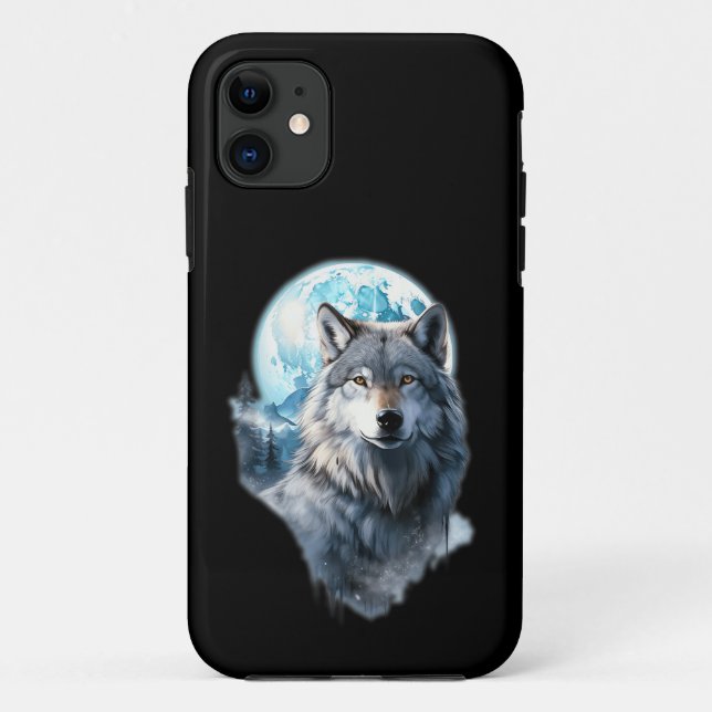 Wolf Moon Graphic Howling ,Under Full Moon Night  Case-Mate iPhone Case (Back)