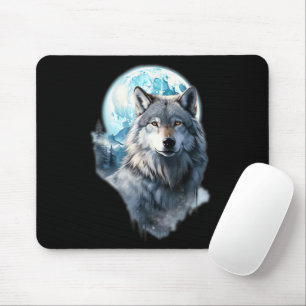 Wolf Moon Graphic Howling ,Under Full Moon Night Mouse Pad