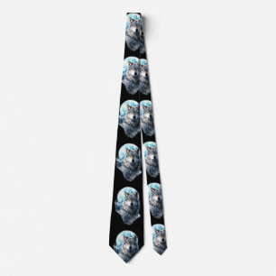 Wolf Moon Graphic Howling ,Under Full Moon Night  Tie