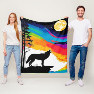 Wolf Moon Howl Art Fleece Blanket