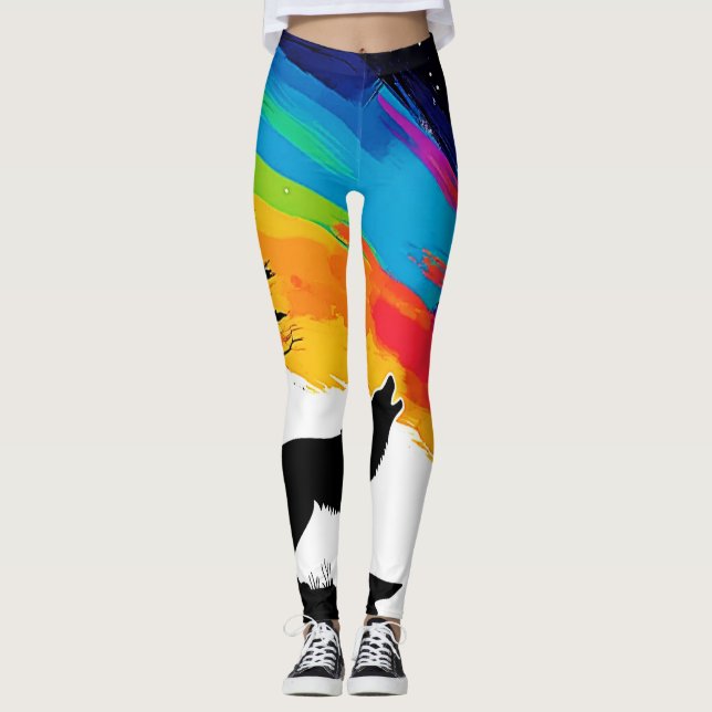 Wolf Moon Howl Art Leggings (Front)