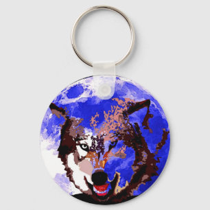 Wolf & Moon Keychain