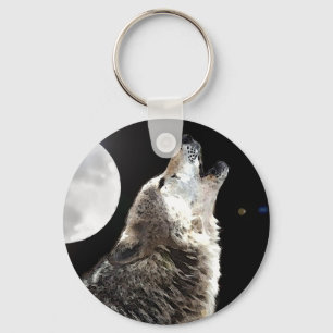 Wolf & Moon Keychain
