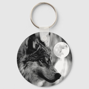 Wolf & Moon Keychain
