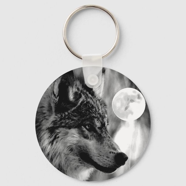 Wolf & Moon Keychain (Front)