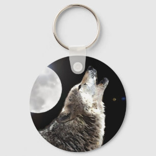 Wolf & Moon Keychain