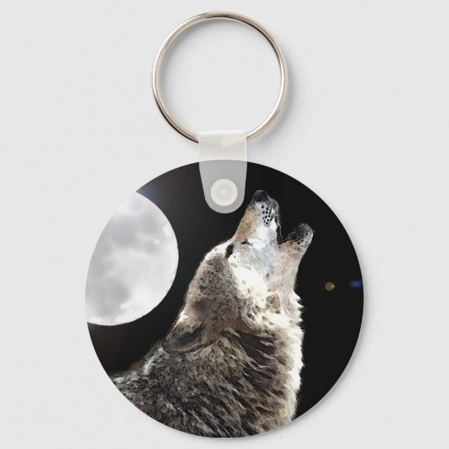 Wolf & Moon Keychain (Front)