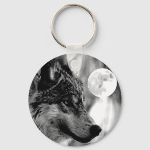 Wolf & Moon Keychain