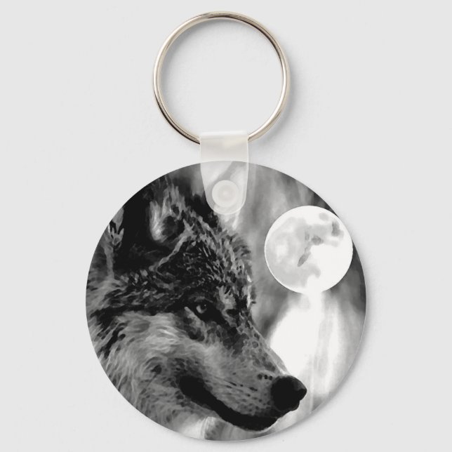 Wolf & Moon Keychain (Front)