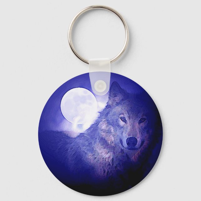 Wolf & Moon Keychain (Front)
