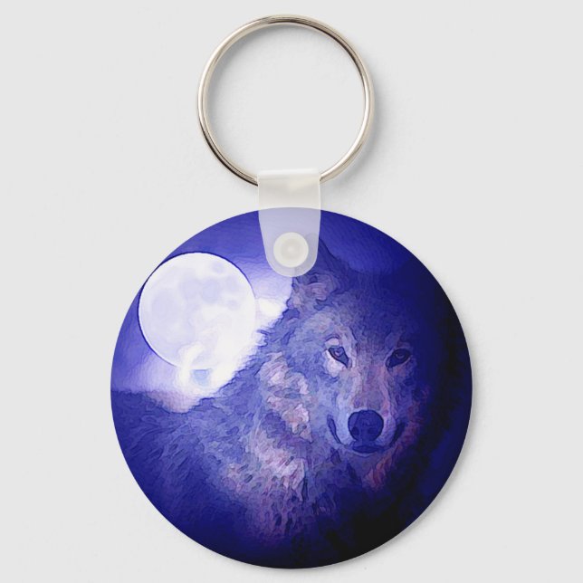Wolf & Moon Keychain (Front)