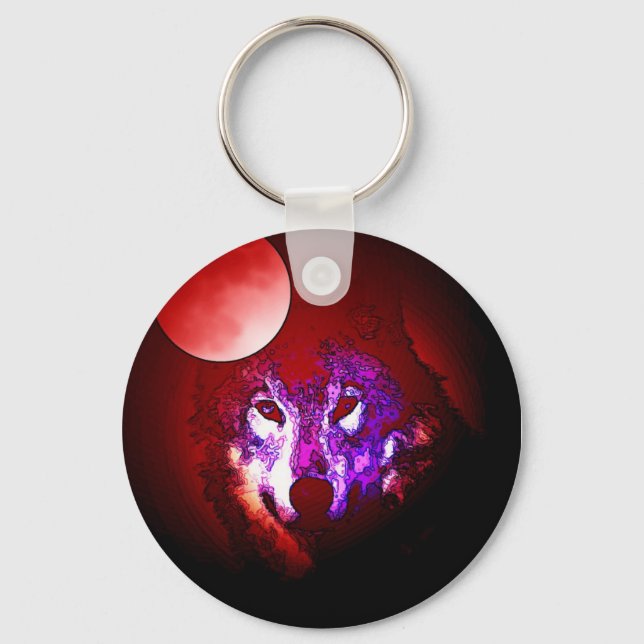 Wolf & Moon Keychain (Front)