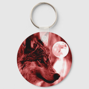 Wolf & Moon Keychain