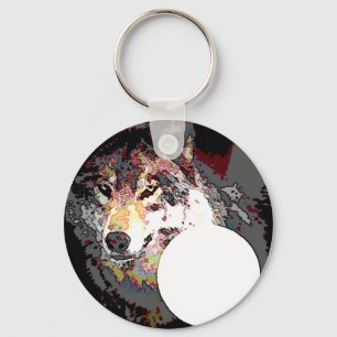 Wolf & Moon Keychain