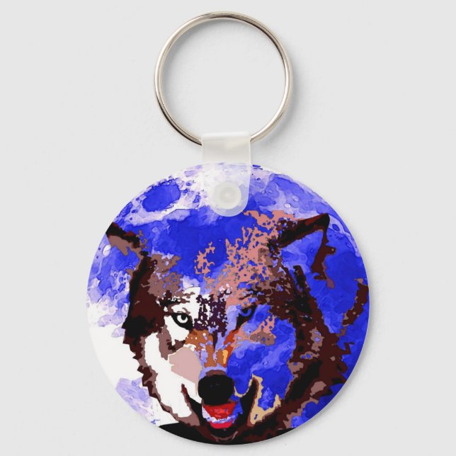 Wolf & Moon Keychain (Front)
