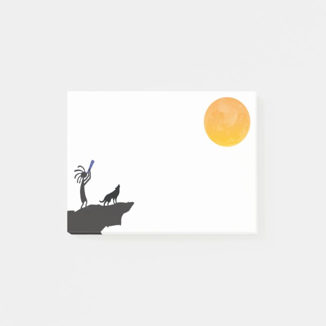 Wolf Moon Kokopelli Post-it Notes (Front)