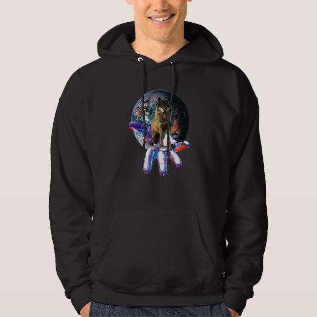 Wolf Moon Motif Pack Wild Lupus Colourful Wolves Hoodie (Front)
