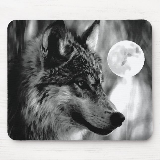 Wolf & Moon Mouse Pad (Front)
