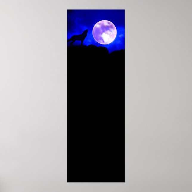 Wolf & Moon Panoramic Poster Print (Front)