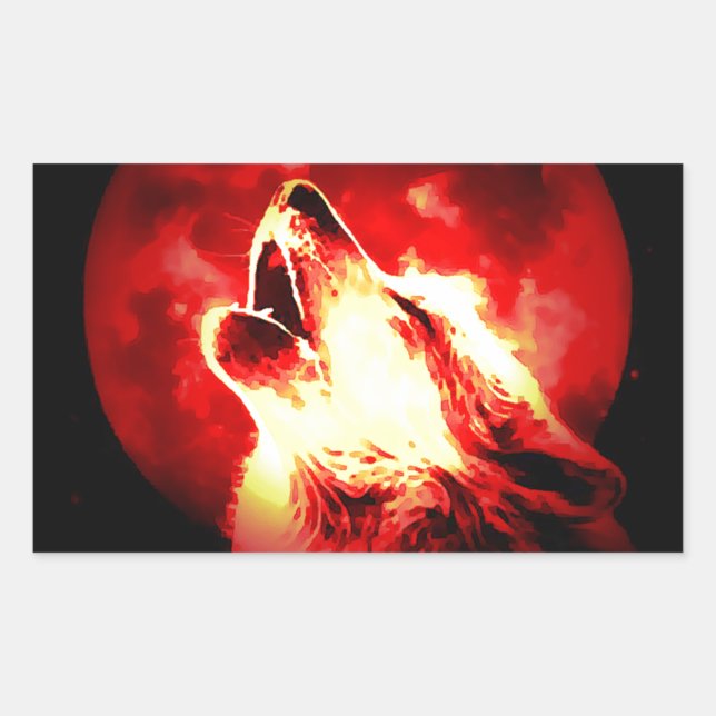 Wolf, Moon & Red Sky Sticker (Front)