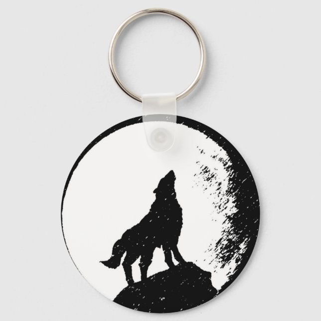 Wolf & Moon Silhoutte Keychain (Front)